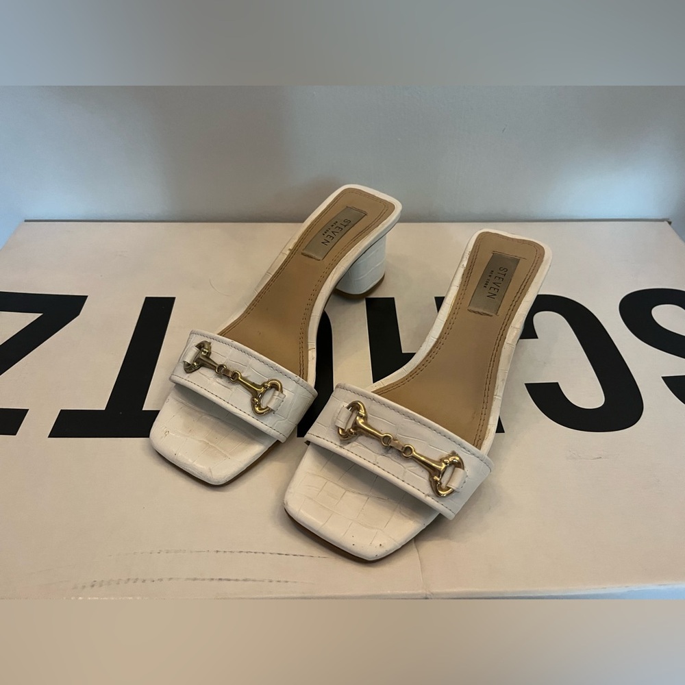 STEVEN New York White Kitten Heels